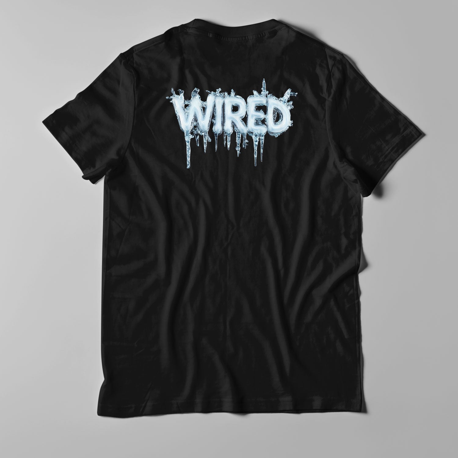 Wired 'ICED' T-Shirt displaying frozen logo design on black cotton fabric.