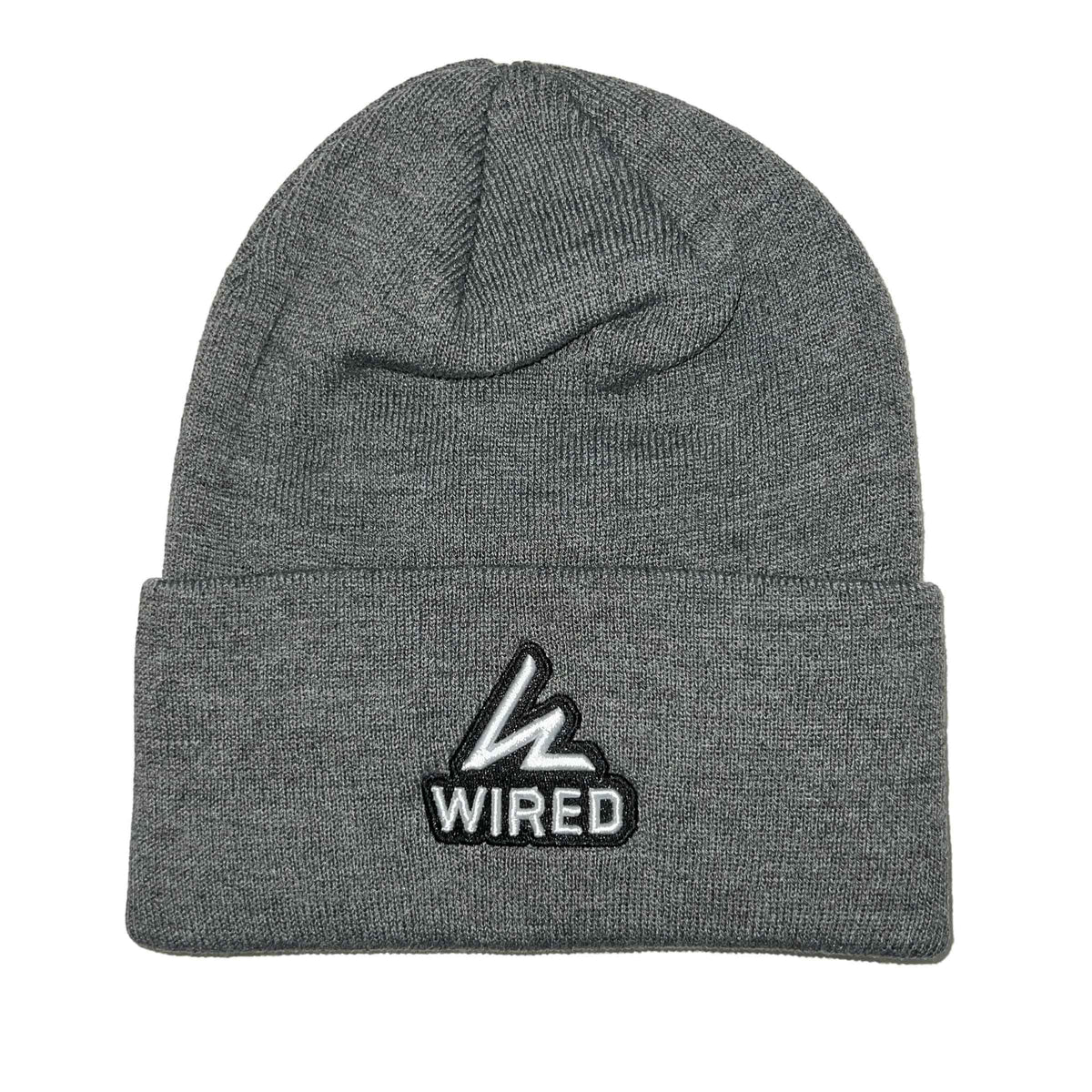 Wired Beanie Toque in black with woven Wired Snowboards logo patch.