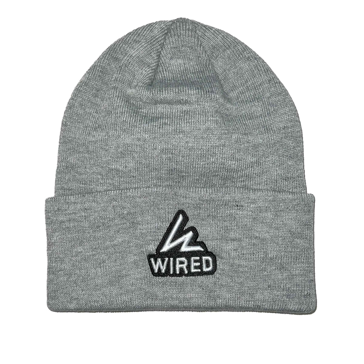 Wired Beanie Toque in black with woven Wired Snowboards logo patch.